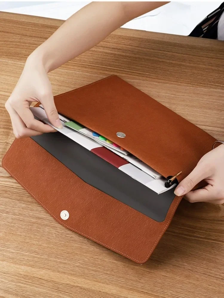 Business Multifunktionale Magnetische Ordner-Tasche mit Großer Kapazität A4 Leder-Aktenmappe Büro-Aufbewahrung Dokumententasche – Detail 8