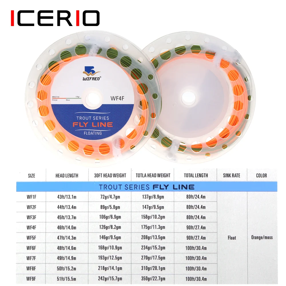 

ICERIO 1 шт. WF1F-WF9F вес вперед плавающая леска с 2 сварными петлями 80 футов ~ 100 футов леска для ловли нахлыстом