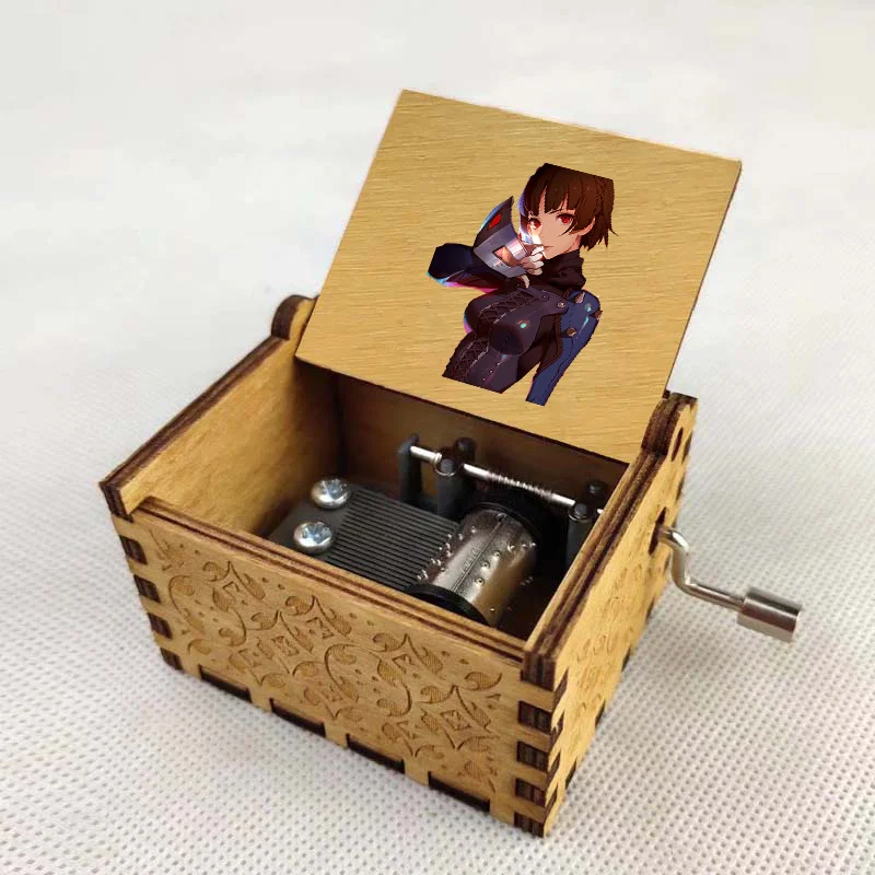 

anime Persona 5 Cartoon Music Box Carved Wood Hand Crank Music Box Home decorations Merry Christmas Kids Birthday Gift