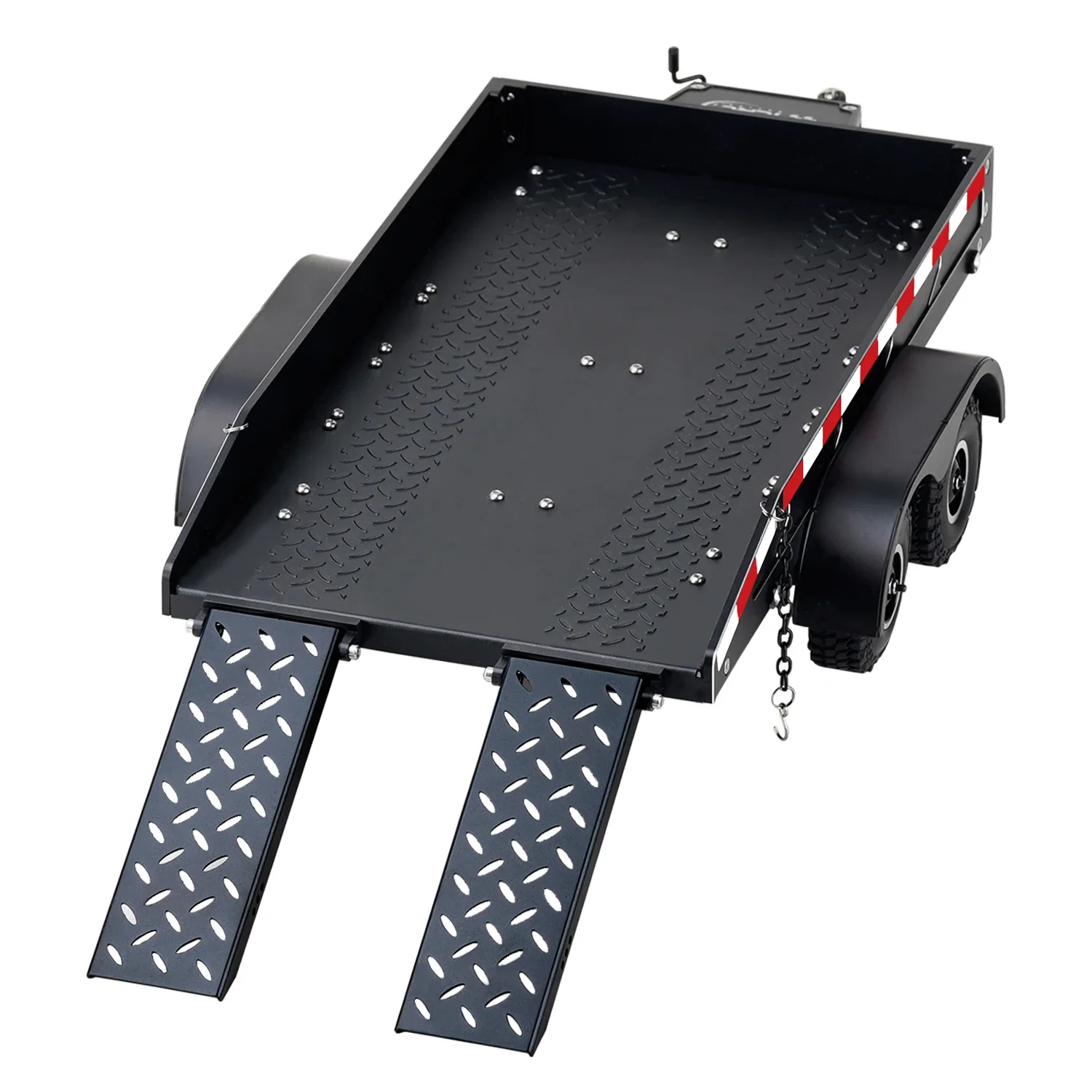 TCRC Full Metal Truck Trailer with Simulated Reflective Stickers for 1/16 1/18 1/24 RC Crawler Car Upgrades