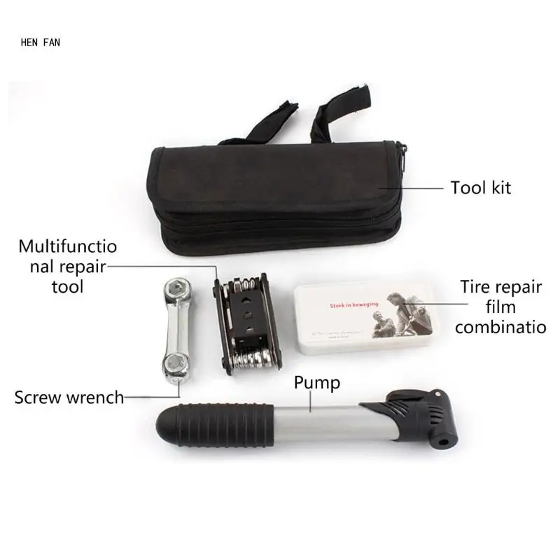 Bicycles Repair Tool Bag Home Bike Tool Portable Patches Fixes Maintenance Kits Safety Emergency All in-One Tool M89D