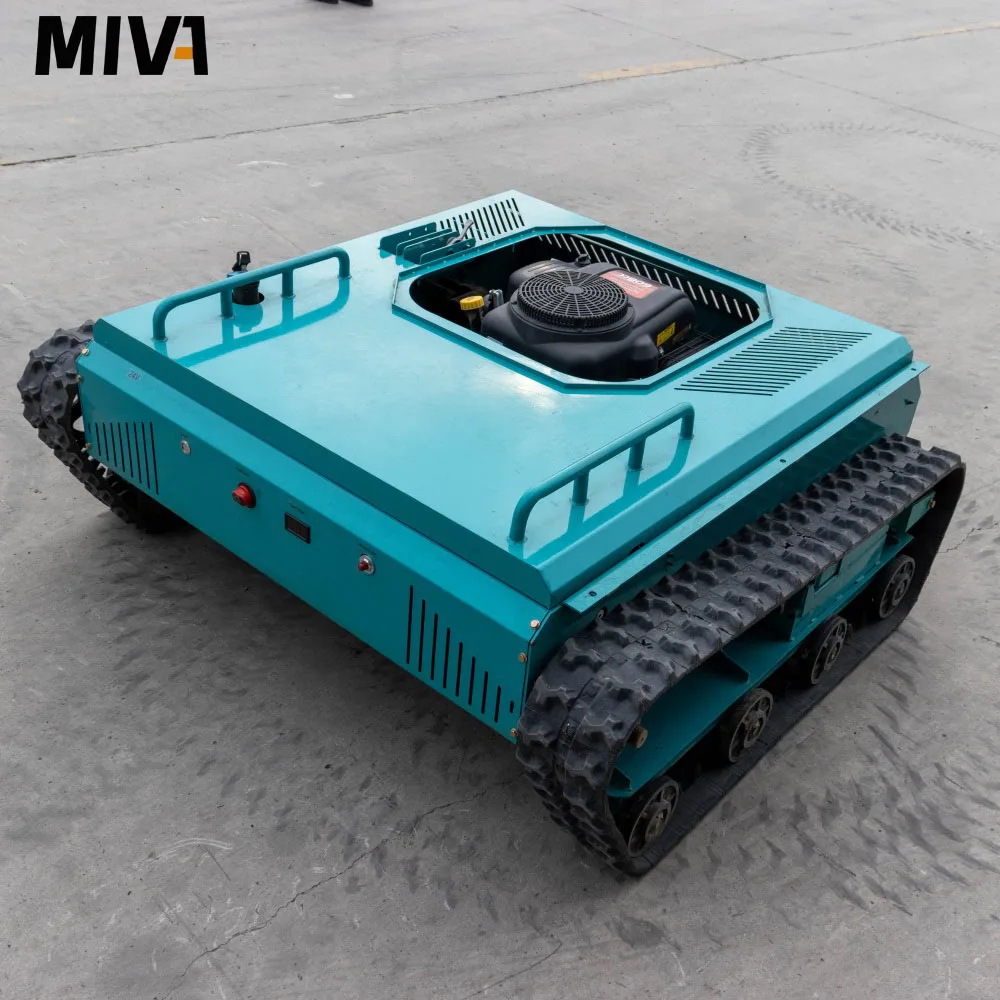 Rough Terrains Crawler Lawn Mower 1000mm Gasoline Remote Control Lawn Mower With Large Fuel Tank grass cutting customized