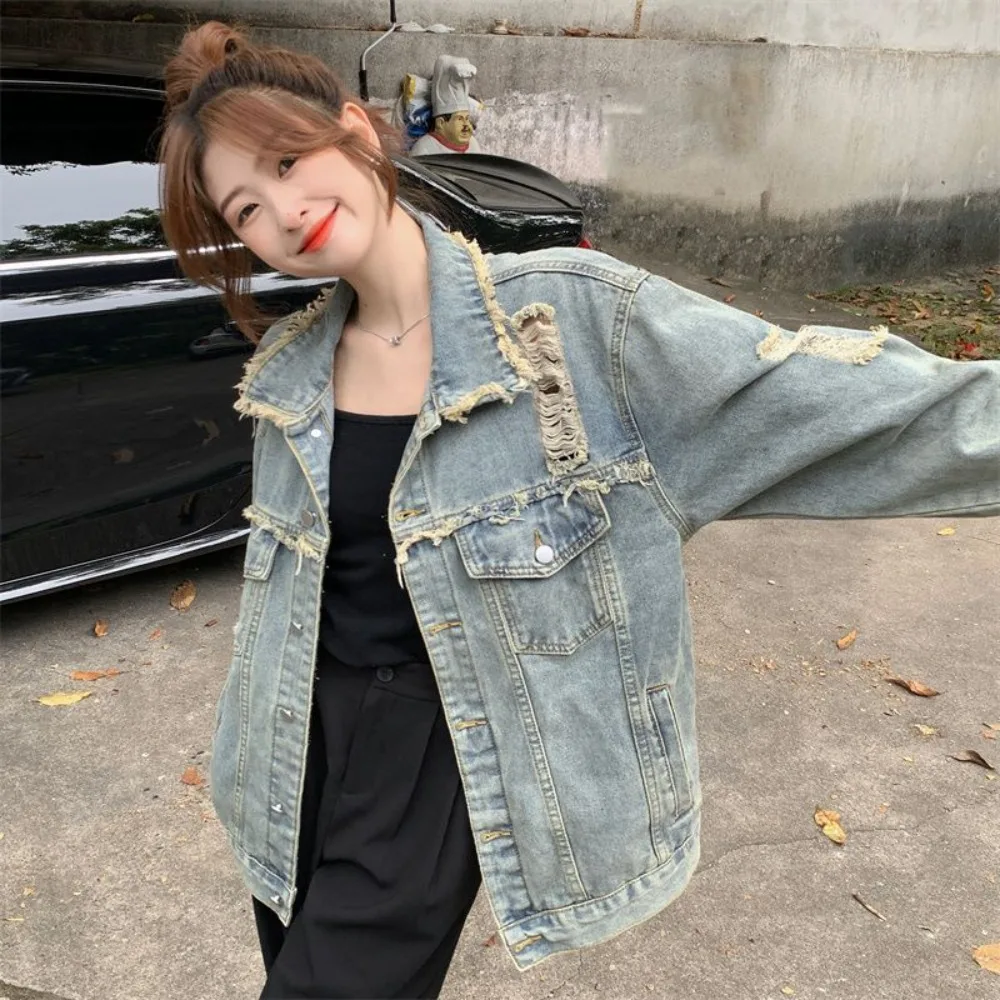Rough Denim Coat Women's Jacket Ins TIide 2026 Spring And Autumn New Loose And Thin Versatile Small Top To Wear Outside Plus XXL