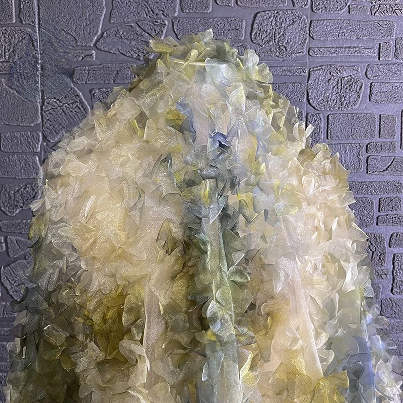 

Dark Green Three-dimensional Flower Organza Fabric DIY Dress Curtain Stage Background Clothing Designer Fabric