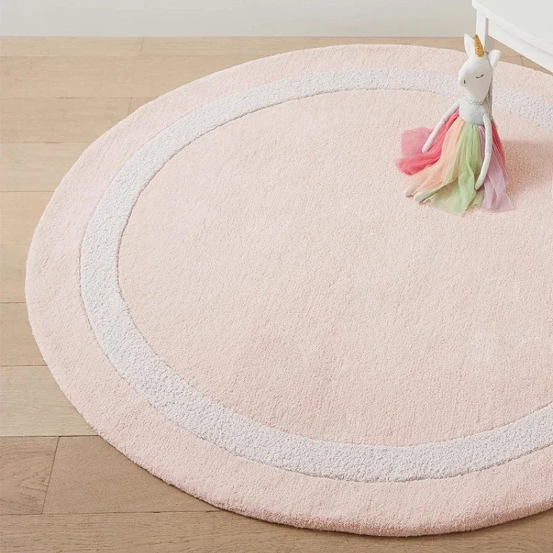 Fluffy Soft Carpets for Living Room Solid Color Bedroom Decor Round Carpet Thicken Anti-slip Children Floor Mat Lounge Plush Rug