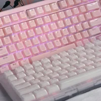 Teclas translúcidas redondas de gelatina, perfil OEM para teclado mecánico Cherry MX, teclas retroiluminadas de cristal de hielo con barra espaciadora ISO