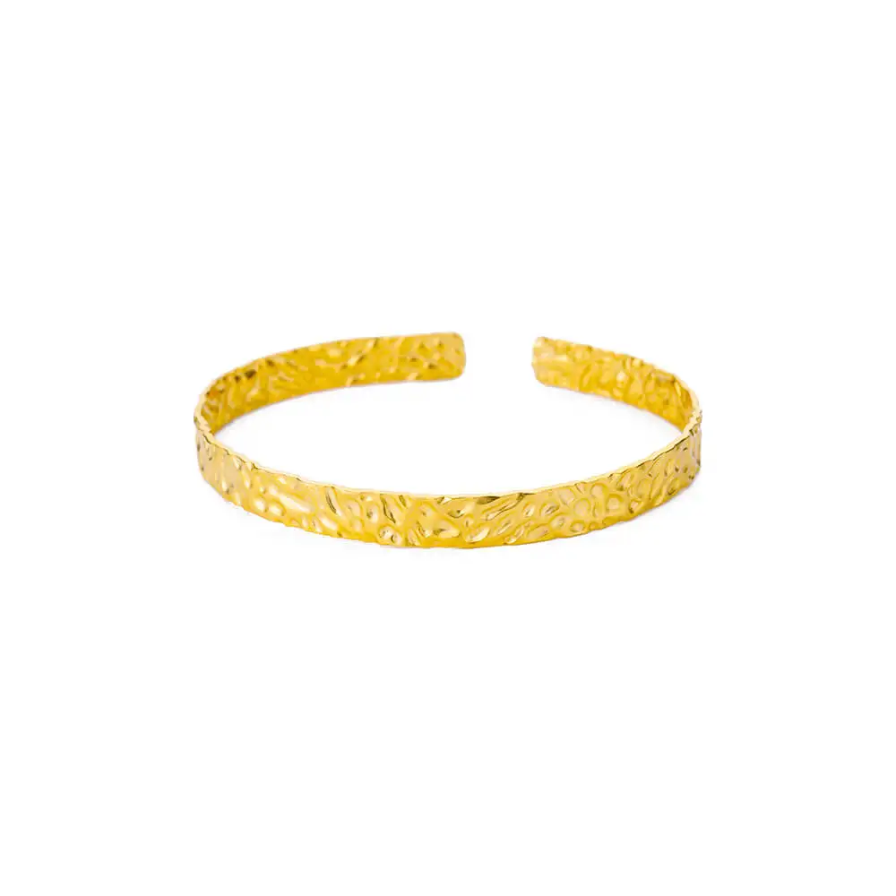 Exquisite klassische Bump Muster Öffnung Armreifen Armband für Frauen Manschette Armband Gold Farbe Edelstahl Hand Ornament Geschenk