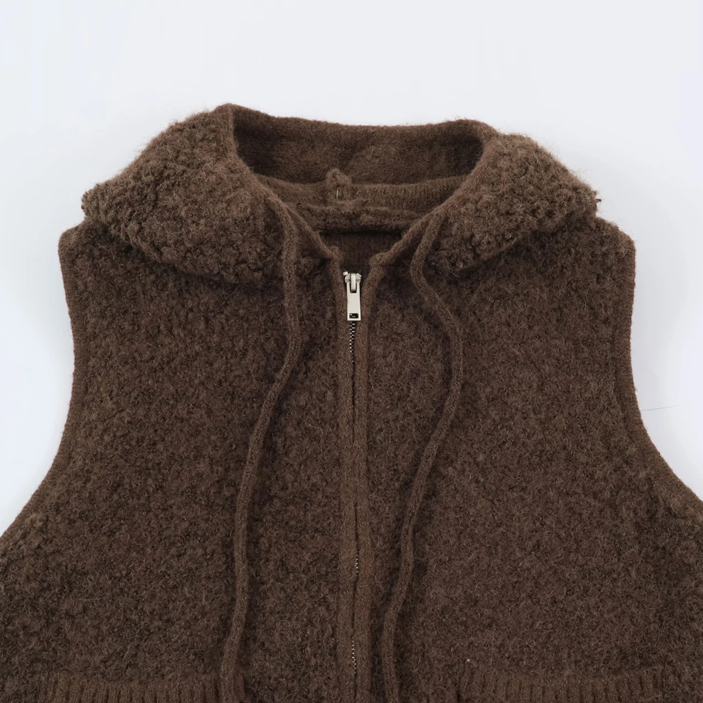 Women's Knitted Zipper Hoodie Vest Multi-Color Casual Style Fashion 2026 New Summer Clothing Pocket Detail Open Cardigan