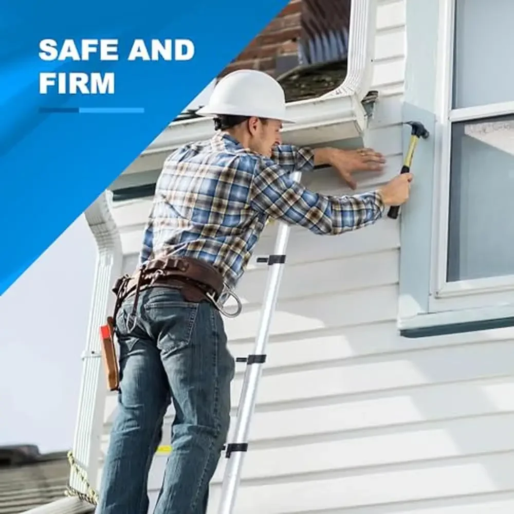 سلم ألومنيوم متداخل بطول 20.3 قدم مع مثبتات وعجلات شديدة التحمل بسعة 330 رطلًا لتنظيف المنزل وتجديد الحديقة #6