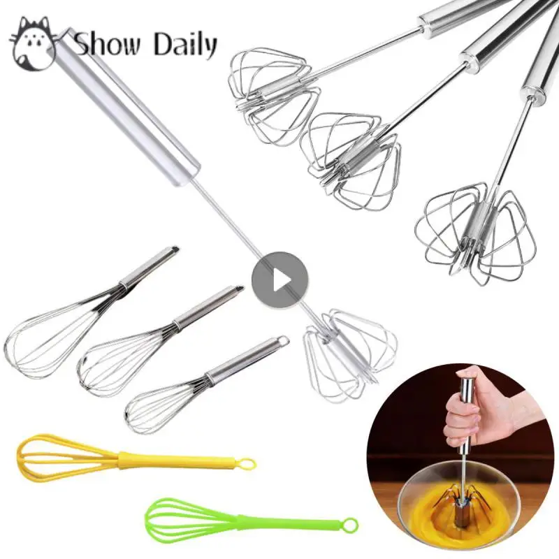 

Stainless Egg Beater Semi-Automatic Egg Tools Egg Stiring Cream Whisk Manual Mixer Household Kitchen Baking Accessories