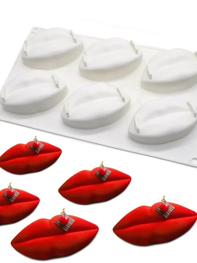 Valentine's Day 6-in-a-row lip mousse mold silicone mold baking kit cake pudding jelly mold special