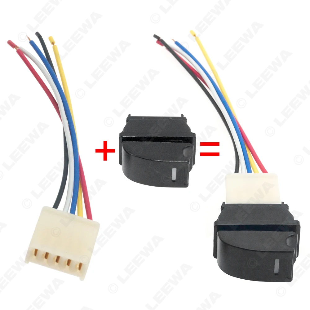 MOTOBOTS Universal 5Pins 12V/24V 20A Car Power Window Switch with Blue Illumination Indicator Wiring Cable  #CA7808