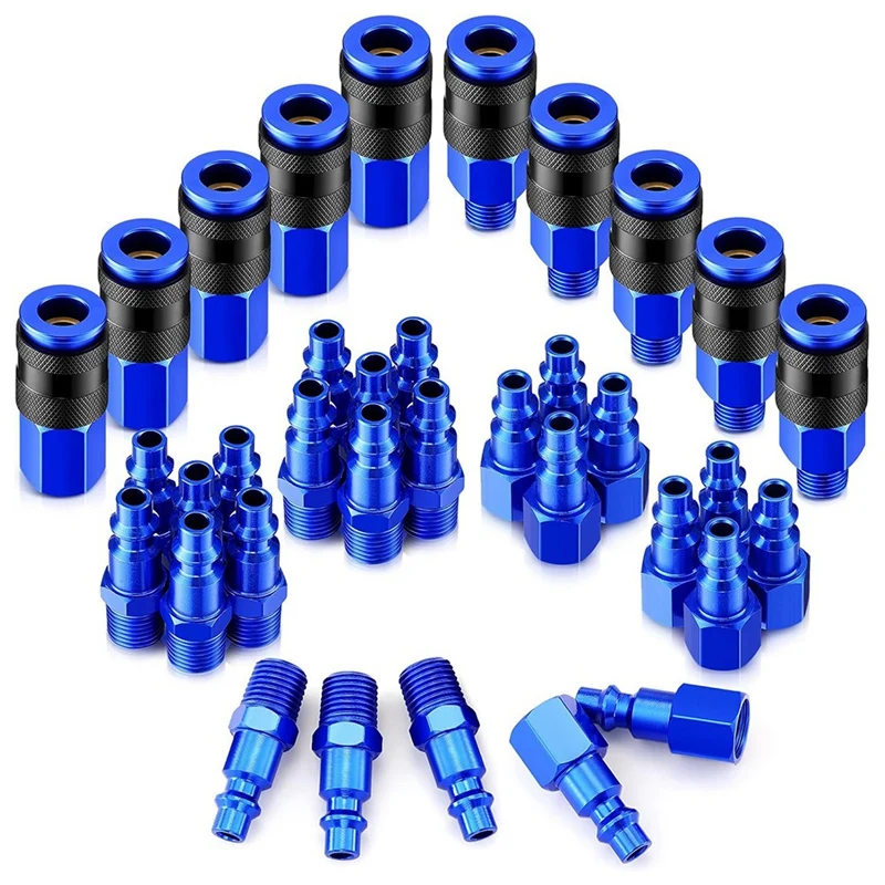 

35 Pieces Air Hose Fittings 1/4Inch NPT Aluminum Air Coupler And Plug Kit Air Tool Fittings Heavy Duty Air Fittings