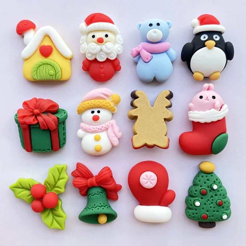 Christmas Series Flat Back Cabochon Scrapbooking Hair Bow Center Embellishments DIY Accessories