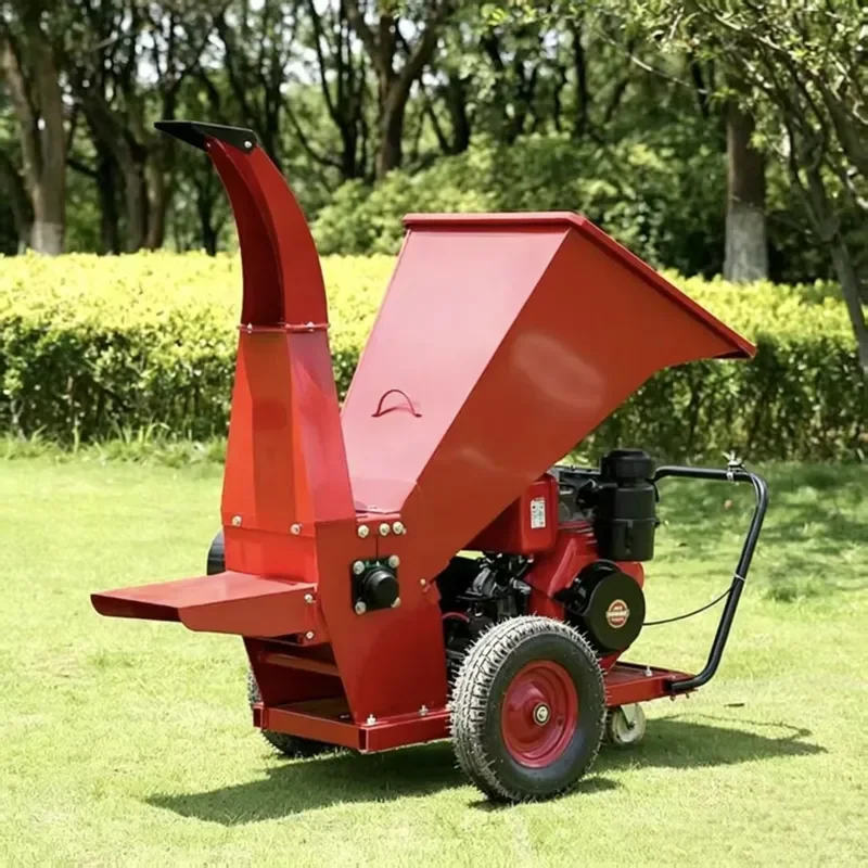 High Yield Wood Shredder Mobile Garden Branch Chipper with 4 Wheels Heavy Duty Electric Mulcher for Yard Leaves Twigs
