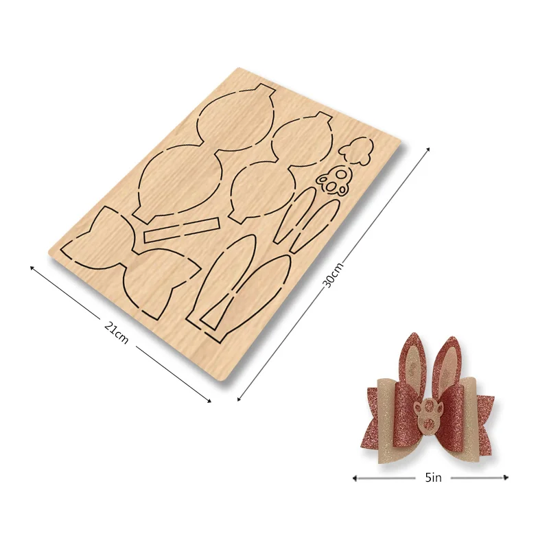 

My188 5in Rabbit Bow Hair Clip Wooden Cutting Dies Suitable For Most Cutting Machines