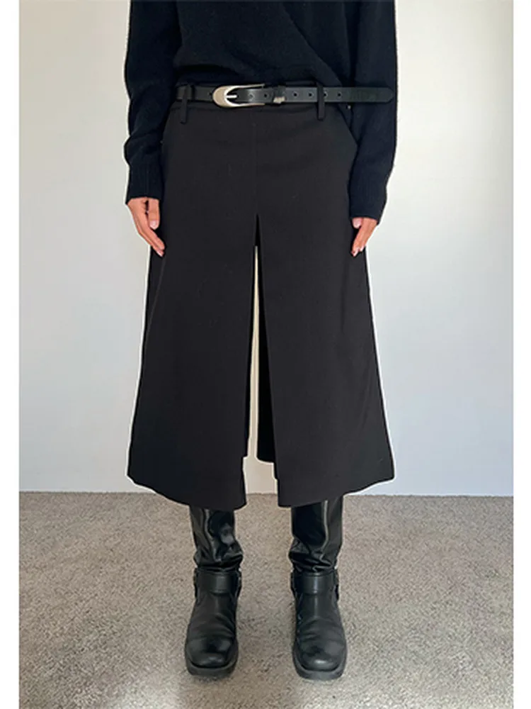 

HIGHLIFE, осенне-зимний свободный костюм с широкими штанинами, брюки с высокой талией на семь футов, прямой крой, женская мода