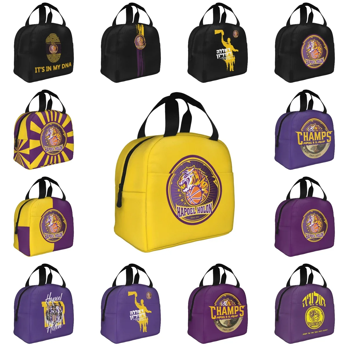 

Hapoel Holon Basketball Lunch Bag Large Capacity Waterproof Thermal Insulation Food Storage Box School Work Adults Kids Unisex