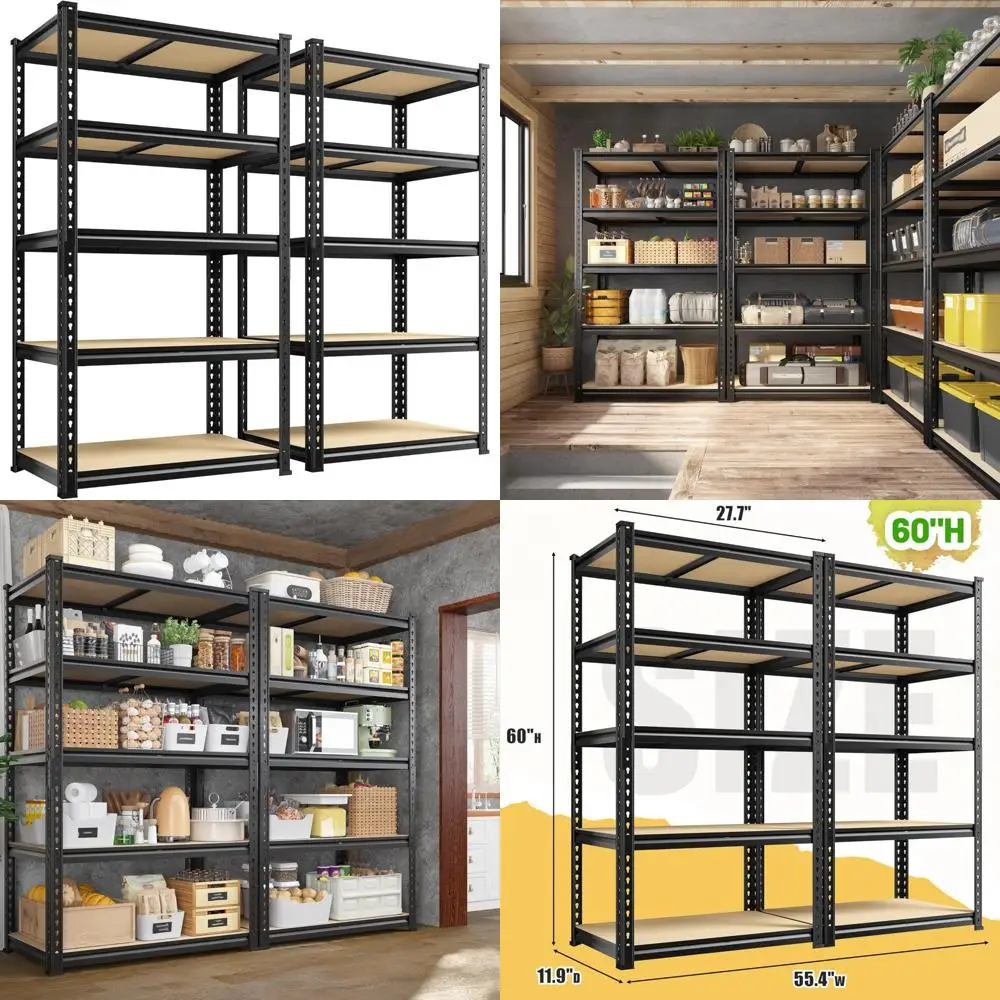 Heavy-Duty Adjustable 5-Tier Metal Storage Shelves for Garage, 27.7W x 2010LBS Capacity, Rust-Resistant, Space-Saving Design