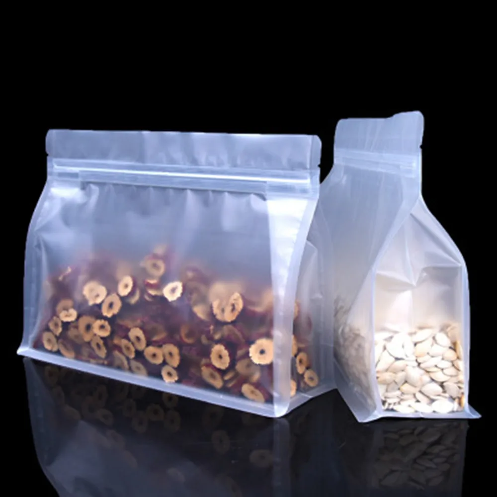 50Pcs Stand Up Matte Clear Plastic Wide Zipper Bag Doypack Oragn Zip Lock Resealable Pouches Food Packaging Coffee Nuts Beans