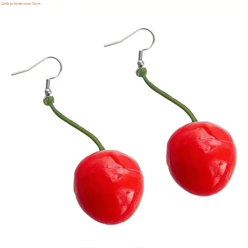 F92D Red Cherry Earrings Sweet Girl Heart Simple Earrings No Pierced Ears Ear Clips