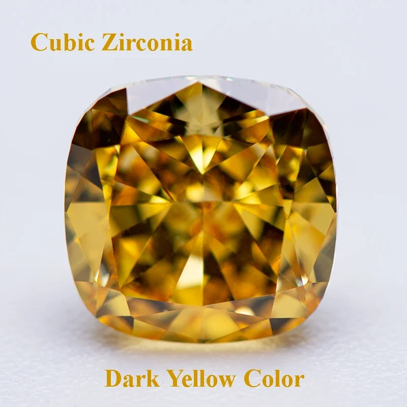 

Cubic Zirconia Crushed Ice Cut Dark Yellow Color Square Cushion Shape Charms bead for Diy Jewelry Making Material No Certificate