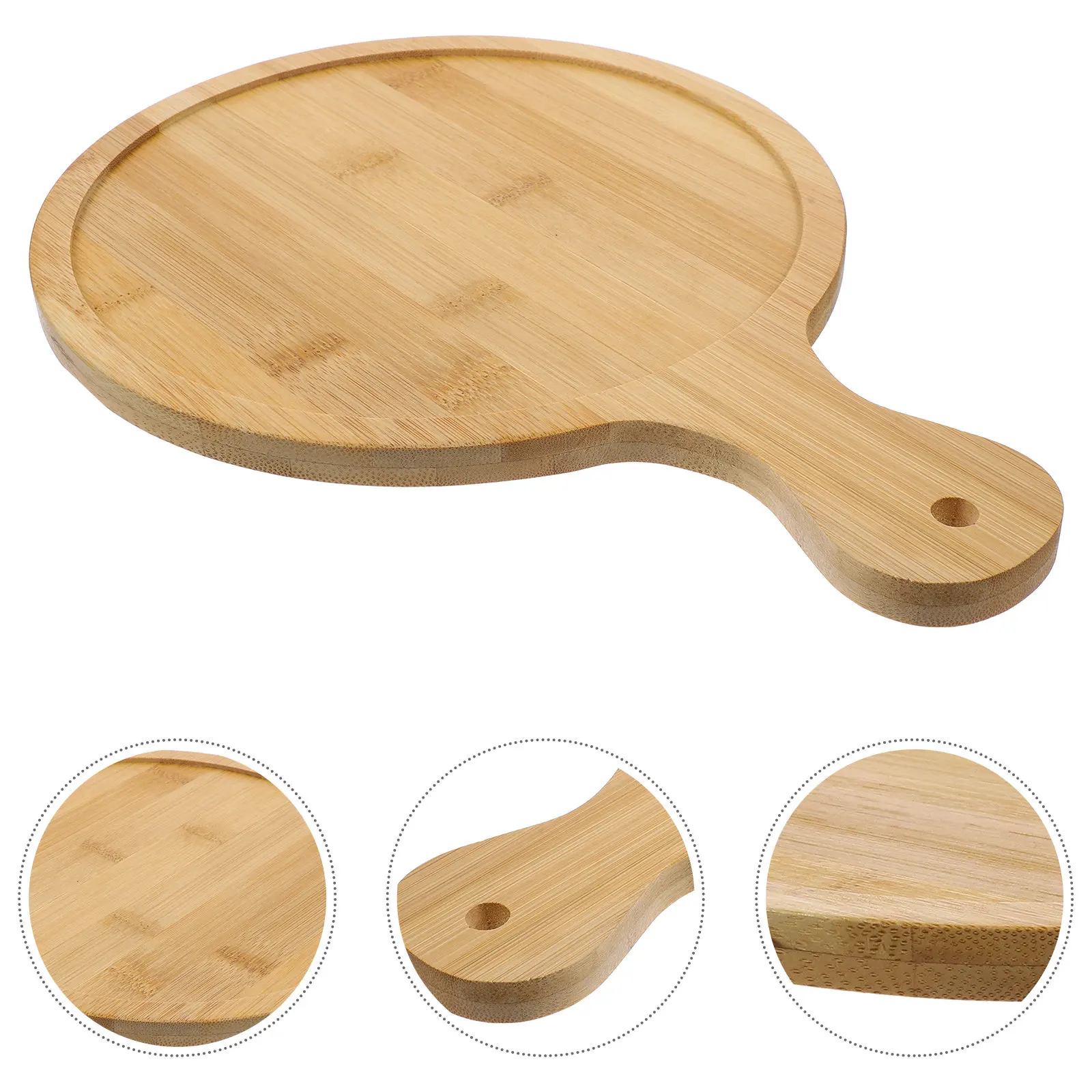 Natural Wooden Pizza Peel 9 Inch Thick Non Slip Grip Perfect for Home Restaurant Baking Artisan Pizza Bread Serving Board Tool