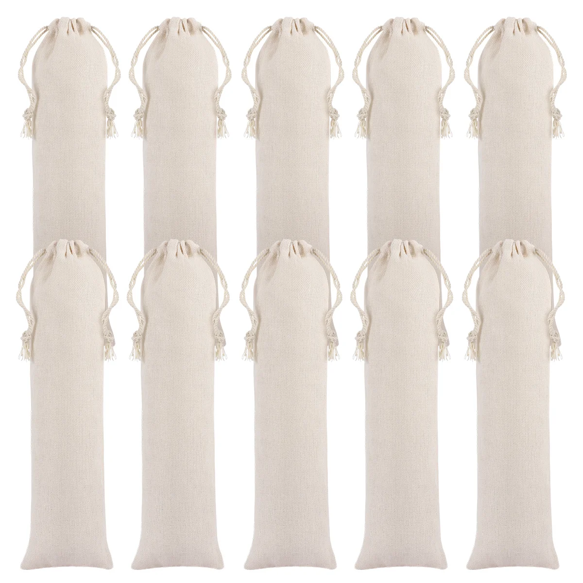 

10 pcs Cotton Linen Pouch Bag For Straws Storage Foldable Lightweight Reusable Straw Carrying Case Drawstring Closure Burlap Bag