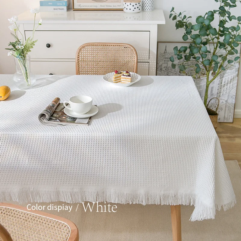 

2024 Nordic tablecloth cotton linen high-end coffee table fringe tablecloth