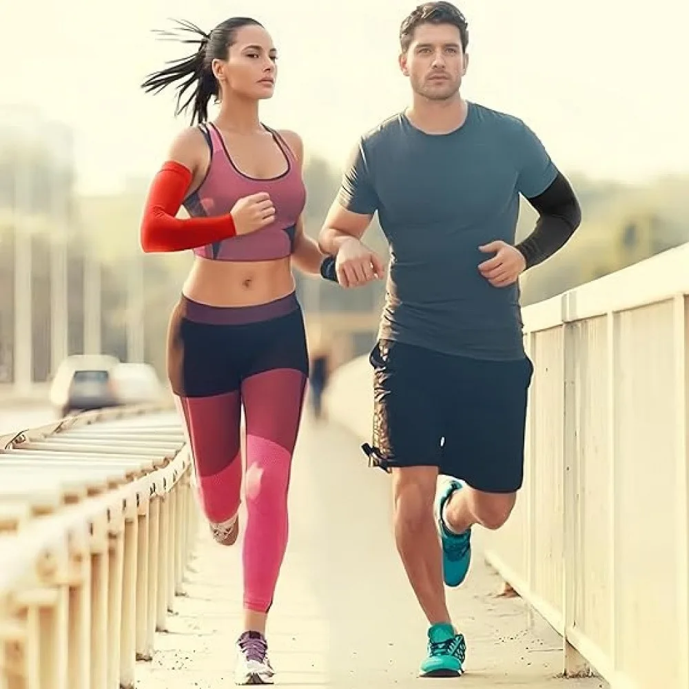 2Pcs Ice Silk Cooling Arm Sleeves, UV Protection Sun Arm Covers, Stretch Outdoor Driving Cycling Sleeves, Random Color