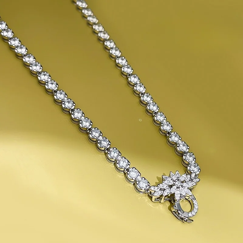 925 silver necklace buckle universal buckle imported high carbon diamond light luxury collarbone chain neck chain jewelry