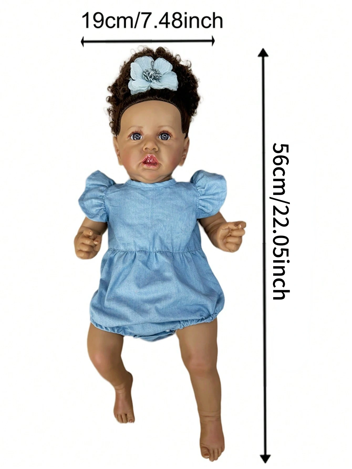 New 22 inch cloth body saskia, black-skinned reborn girl doll with curly hair, handcrafted newborn, exquisite gift for children