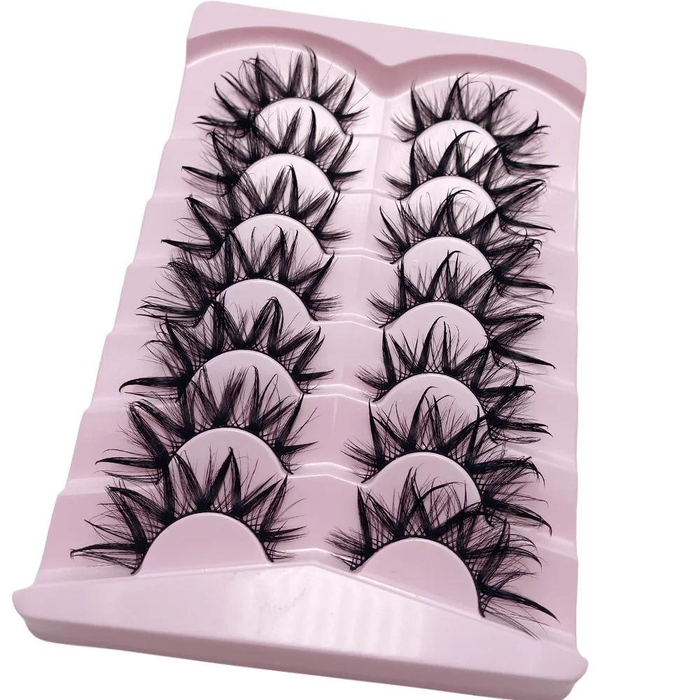 7 Pairs Wet false eyelashes Fluffy Fairy Cat Eyelashes 3D Cat Eye Lashes,Faux Eyelashes,Natural Long Full Strip Lashes Winged