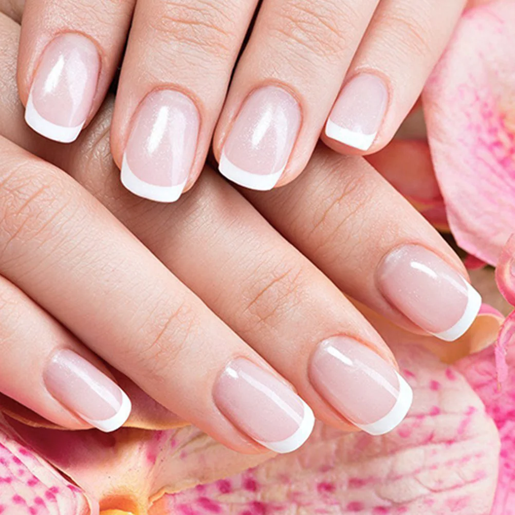 

100pcs French Tips Fake Nail Pieces Simple White Artificial Decor Manicure Decals Women Nails Elegant Nail Art Patches Acrylic