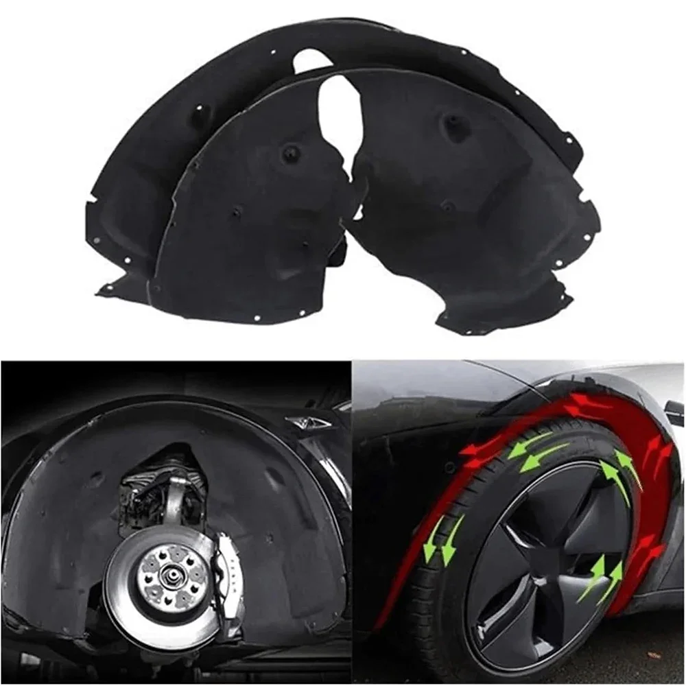 2Pcs Front Wheel Sound Deadening Mats for Tesla Model 3 Y ，Trunk Hood Soundproof Protective Pad Audio Noise Insulation Dampening