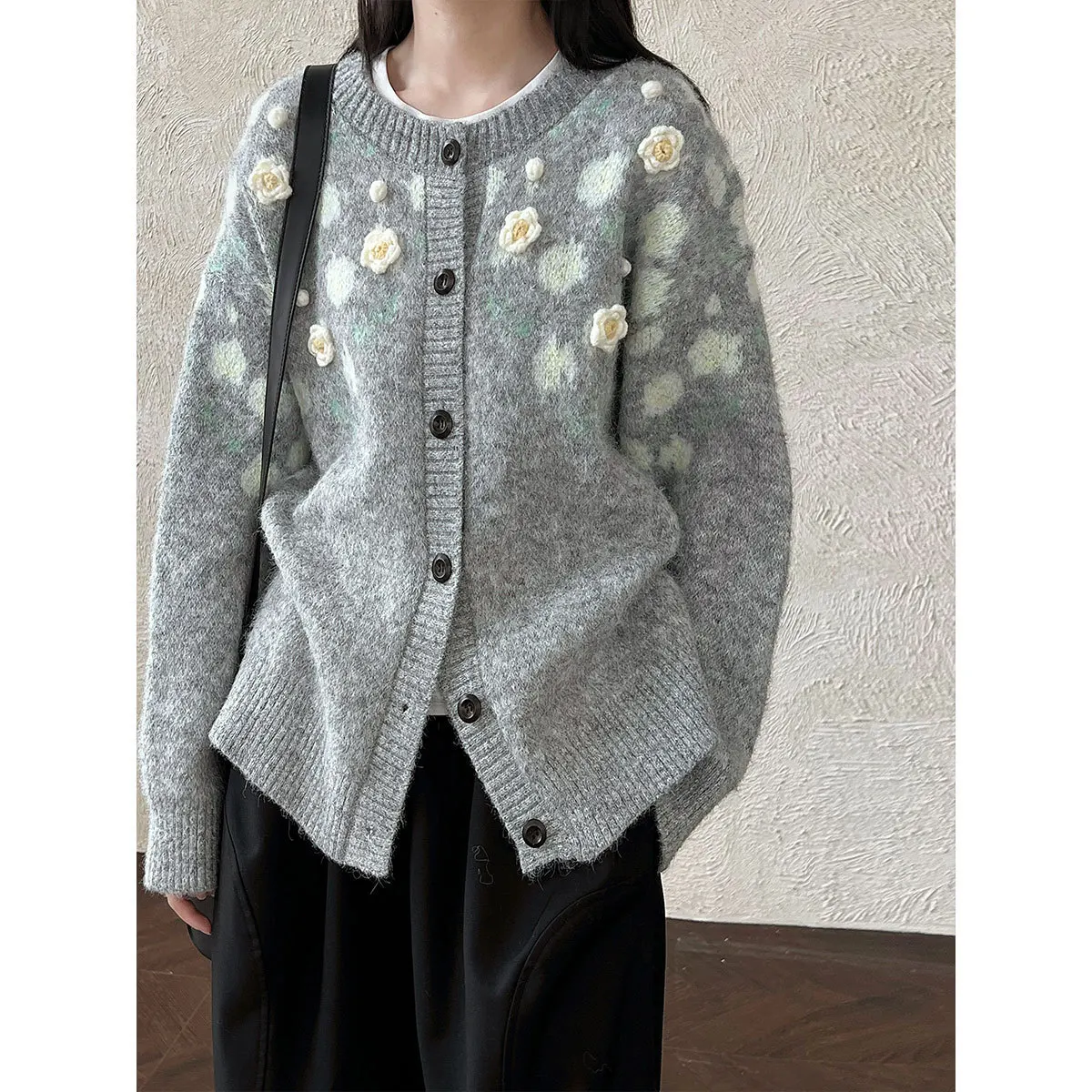 

Embroidered Knitted Cardigan for Women, Autumn Sweater