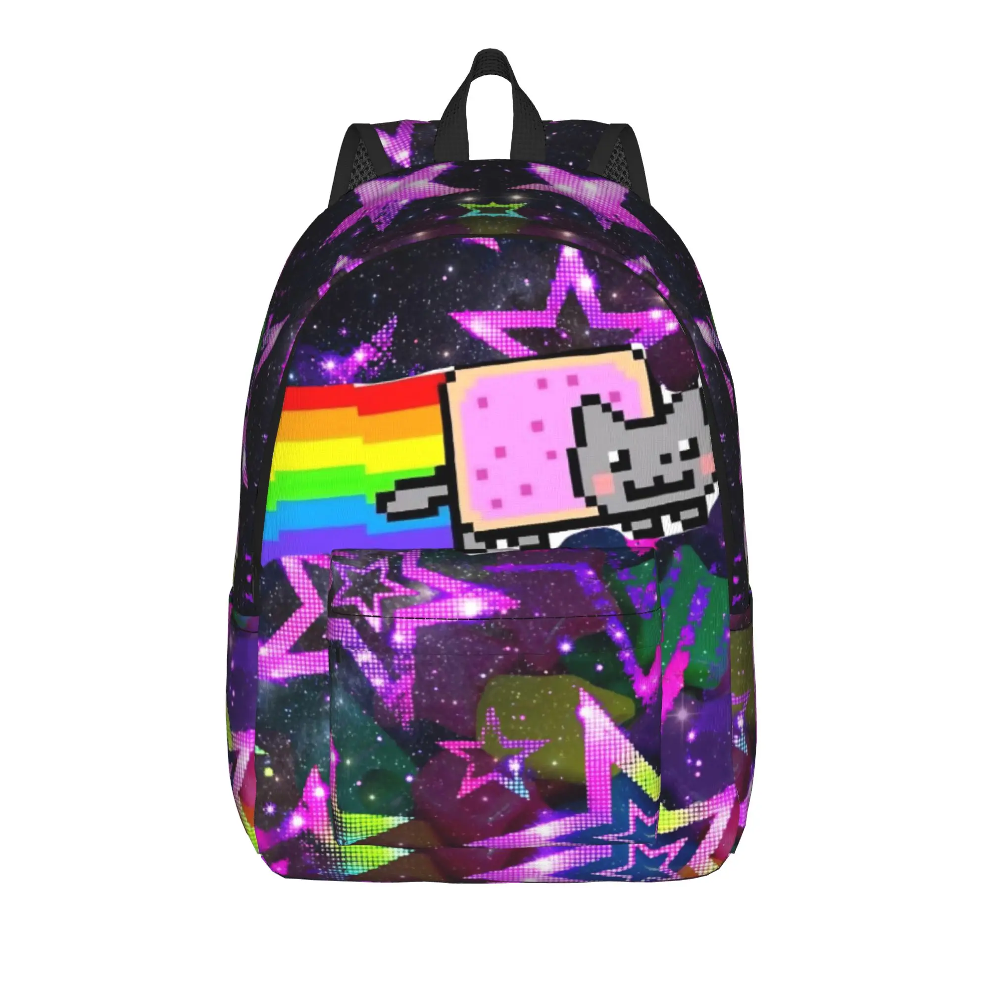 Nyan-Cats Rainbow Funny Game Teenage Backpack Lightweight Student Work Internet Meme Daypack for Men Women Laptop Canvas Bags