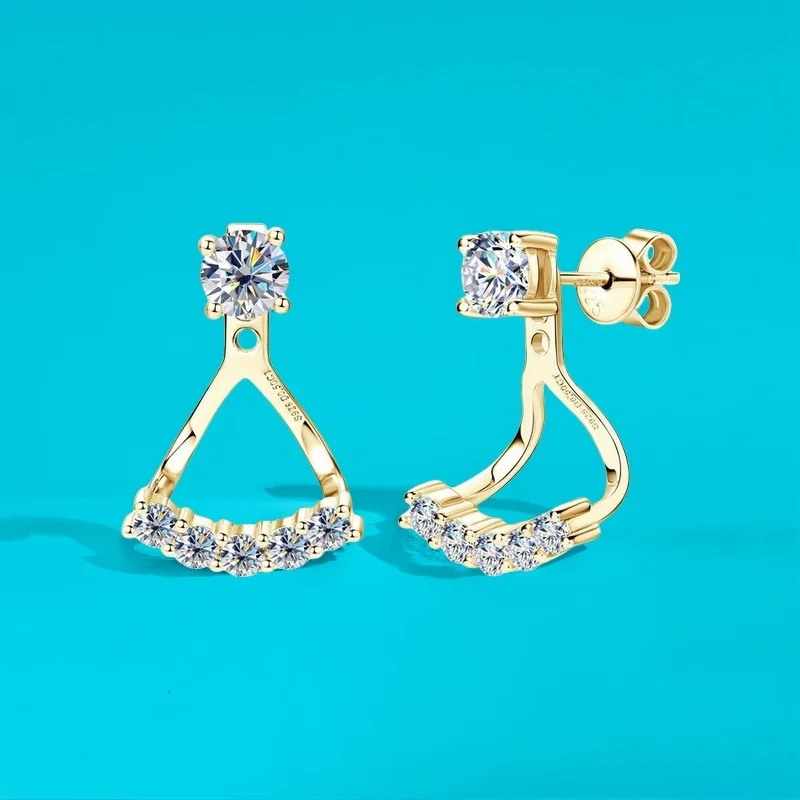 

Серебряные серьги-кольца S925 с муассанитом, 2-в-1, корейские, сертифицированные GBA, с подарком, стильные, модные украшения для женщин