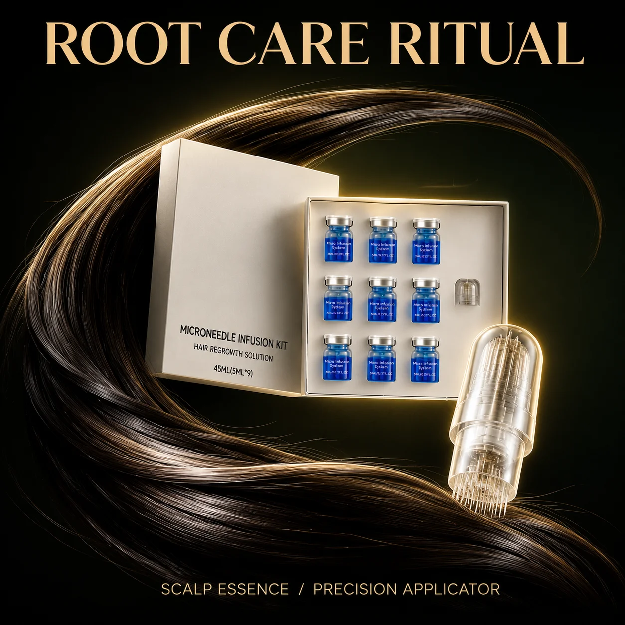 Hair Regrowth Microneedle Infusion Kit Scalp Revitalizing Ampoule Serum Deep Penetration Nourish Roots Anti-Thinning Hair Care