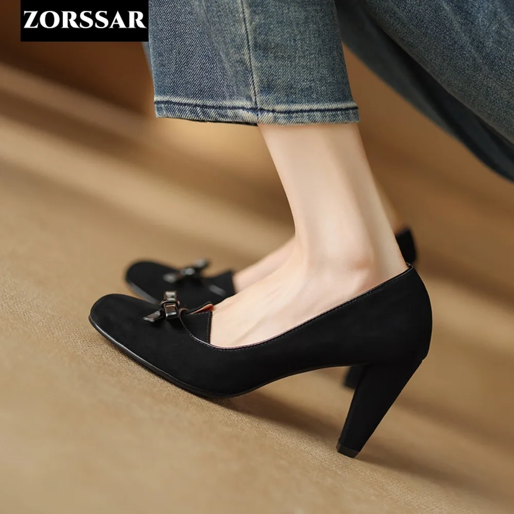 New Woman Suede Pumps Black Brown High Heels Female Pointed Toe Office Shoes Spike Heels Shoes Party Women Heels Female Shoes