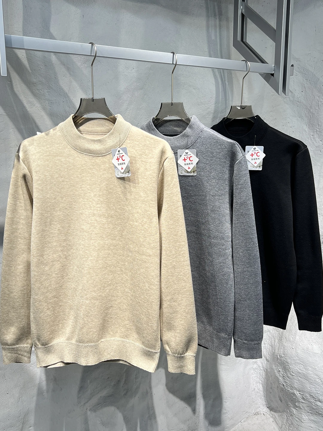 Fce Foderato Maglia Mista di Lana di Seta Casual da Uomo Faionable Collo Semi Alto Maglione Lavorato a Maglia Confortevole Miscela di Poliestere Lungo...