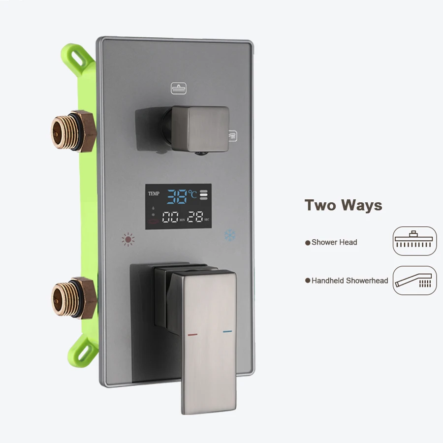 Digitale wandgemonteerde douchemengkraan 2/3-weg zwart/chroom met display High Tech waterregeling voor bad en douche
