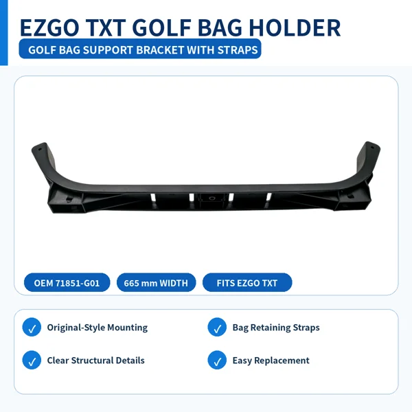 EZGO Golf Cart Golf Bag Holder Bracket 71851G01, Bag Mount Rack With Securing Strap