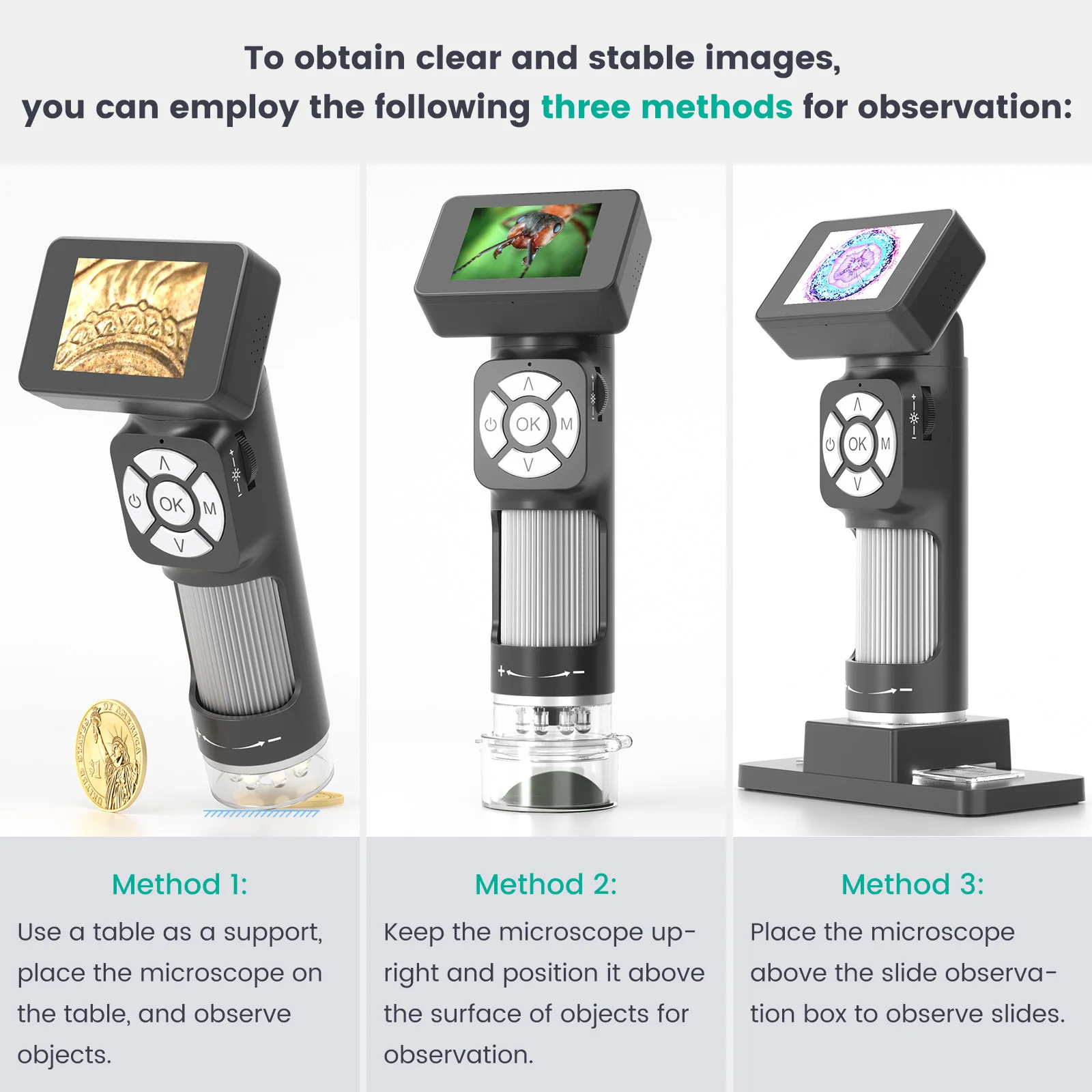 2MP 1080P 50/500X Kids Digital Screen Microscope Camera Handheld Endoscope For Educational CMOS Borescope Magnifier AD112