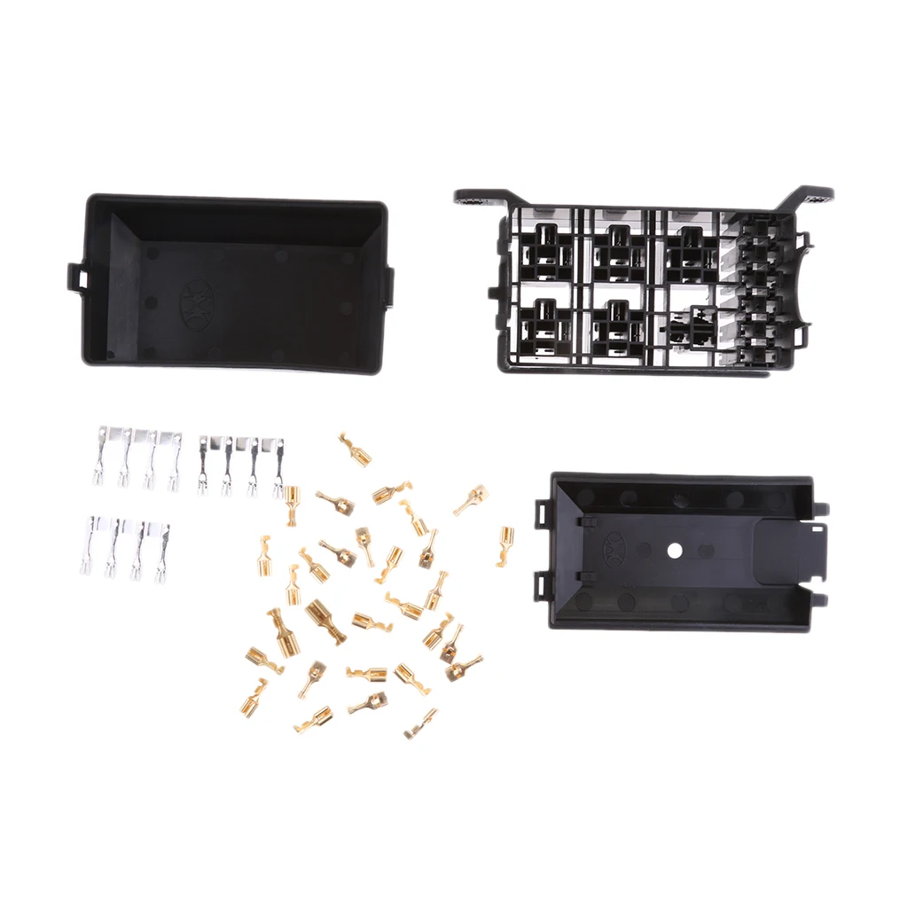 Car 6 Relay 5 Way Fuse Box Set Plastic Relay Socket Automotive Fuse Block for Boat RV Truck Power Distribution