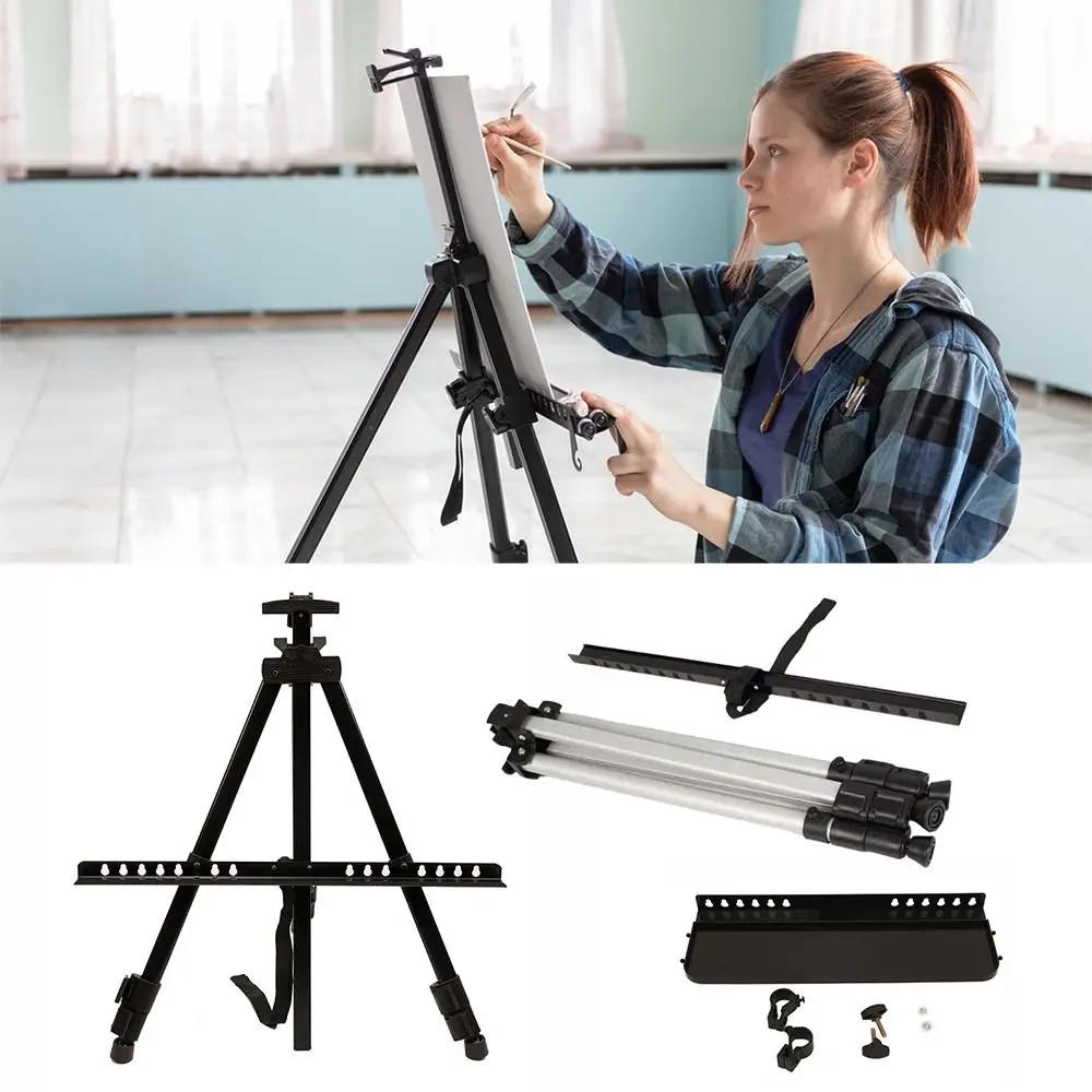Adjustable Sketching Easel Triangle Aluminum Alloy Display Stand Tool Shelf Installation Free Travel Easel Art Exhibition
