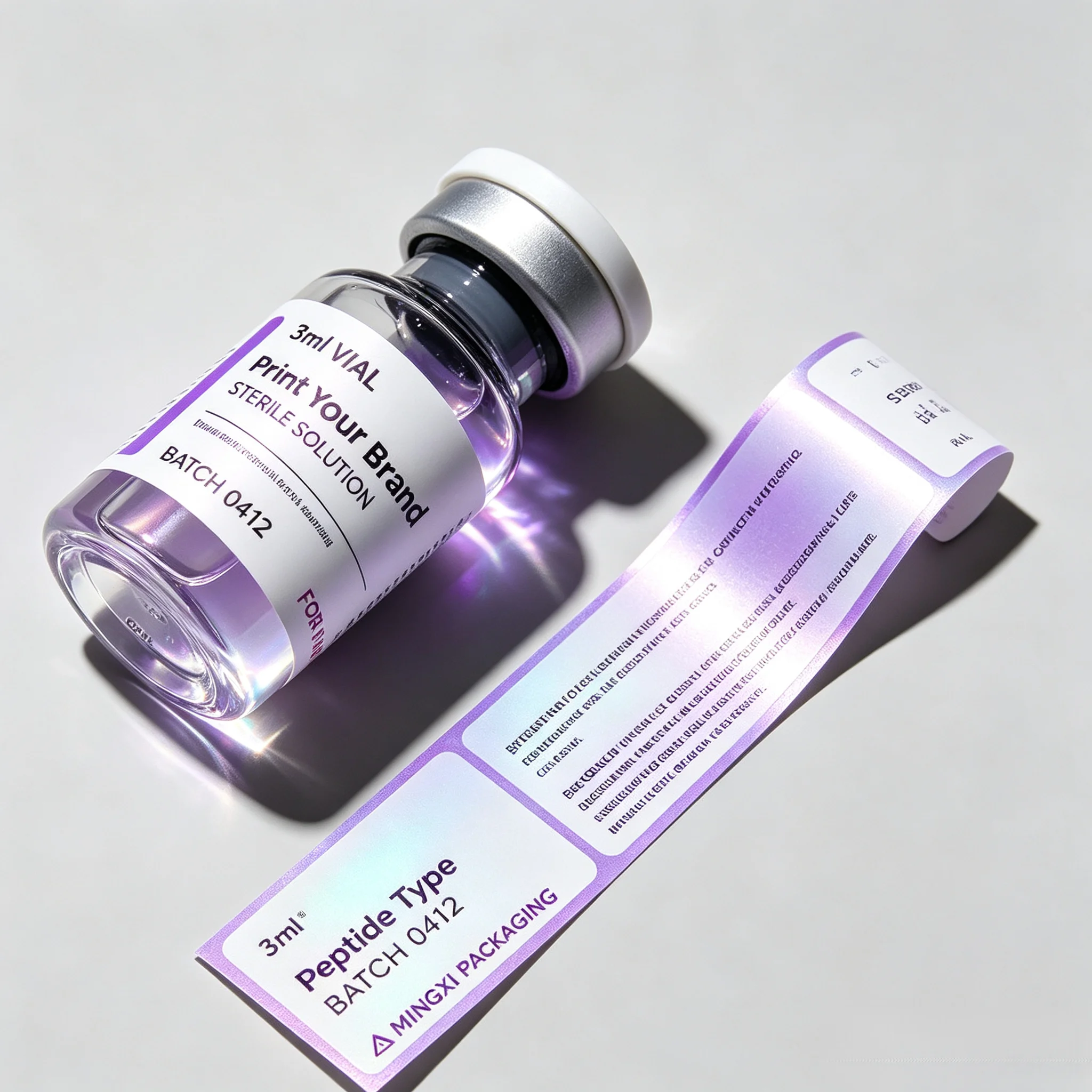 Custom High‑grade Vial Self‑adhesive Label Sticker And Matching Paper Box Fit 3ml 5ml 10ml Glass Vial Custom Packaging Accessori