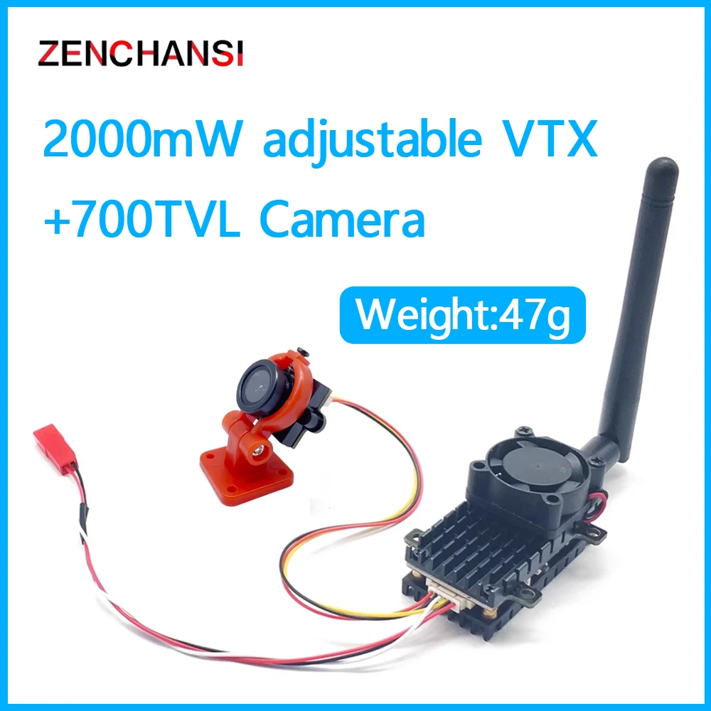 Kamera pemancar nirkabel FPV, lebih dari 20Km rentang 5.8G 2W dan kamera CMOS 700TVL dengan 5.8G 48CH Monitor FPV 480 * 272PX untuk bagian bermain RC