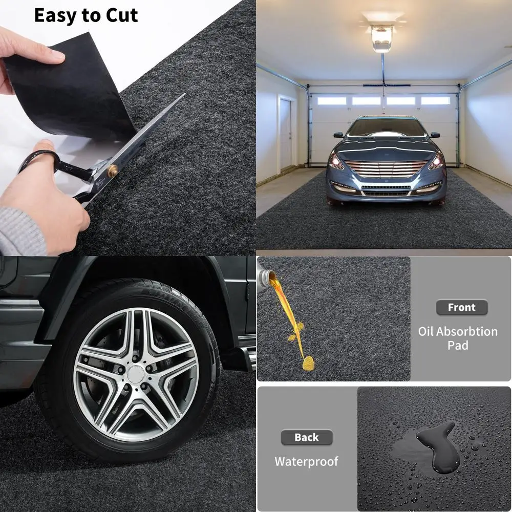 

Large Absorbent Garage Floor Mat, 7'4x17', Grey, Non-Slip, Waterproof Backing, Ideal for Motorcycle Oil Spills