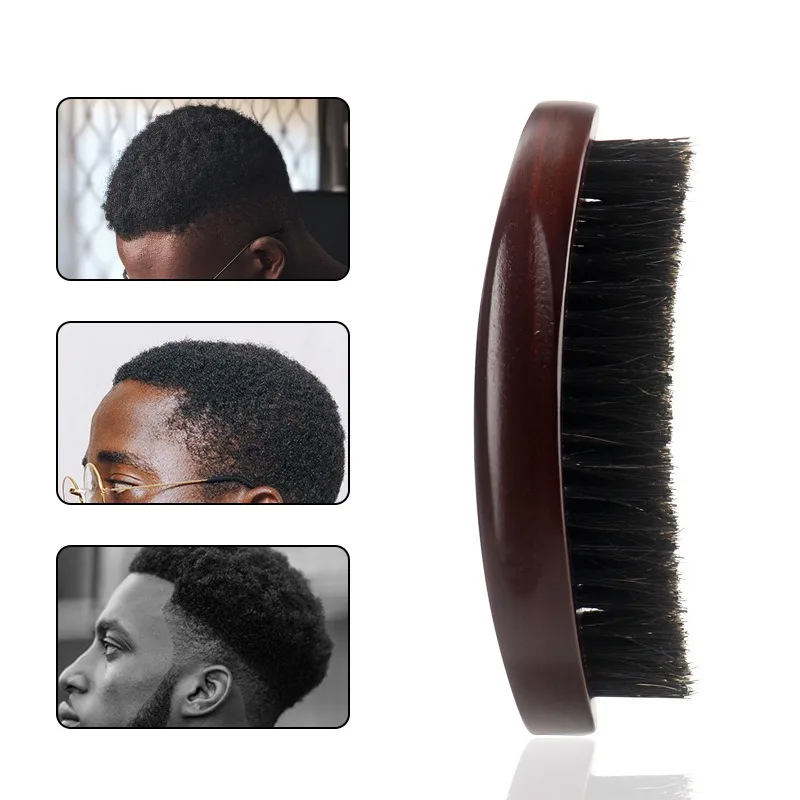 

1pc Men Hair Brush Boar Bristle For Men's Beard Shaving Comb Face Massage Facial Hair Brush Wave Comb For Moustache Cleaning